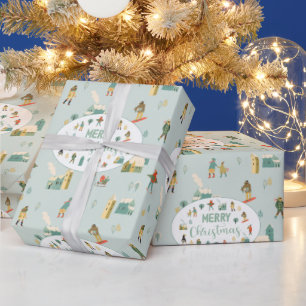 Retro Midden-Jaren 50 Modern Kerstmis Vakantie Cadeaupapier