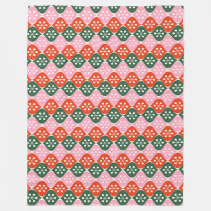 Retro Midden Mod Atomaire Patroon Roze Groen Kerst Fleece Deken