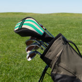 Retro Middennacht Mint Pin Strepen met Naam Golfheadcover (Insitu)