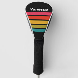 Retro Middennacht Regenboog Dwars Strepen met Naam Golfheadcover