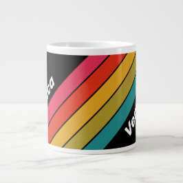 Retro Middennacht Regenboog Gestreept met Naam Grote Koffiekop