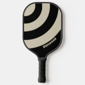 Retro Middernacht Drie Cirkel Streep met Naam Pickleball Paddle (Achterkant)