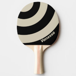 Retro Middernacht Drie Cirkel Streep met Naam Tafeltennisbatje
