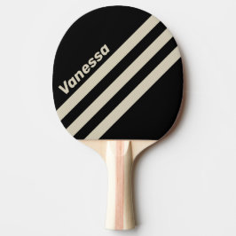 Retro Middernacht Driehoekige Strepen met Naam Tafeltennisbatje