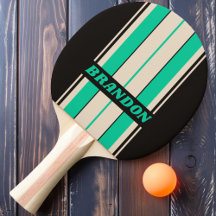 Retro Middernacht Mint Bord Strepen met Naam