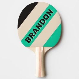 Retro Middernacht Mint Vet Strepen met Naam Tafeltennisbatje