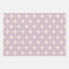 Retro Mideeuw 50s Star Pattern in Lila Inpakpapier Vel