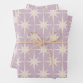 Retro Mideeuw 50s Star Pattern in Lila Inpakpapier Vel (In situ)