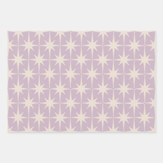 Retro Mideeuw 50s Star Pattern in Lila Throw P Inpakpapier Vel (Voorkant)