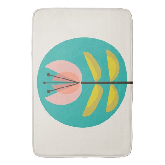 Retro Mideeuw Flower Badmat (Voorkant Verticaal)