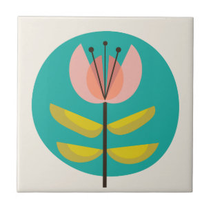 Retro Mideeuw Flower Tegeltje