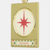 Retro Mideeuw kerstStar-namen en Jaar Verguld Banner Ornament (Links)