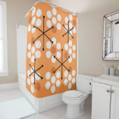 Retro Mideeuw MCM Stippen Sinaasappel Douchegordijn (In situ)