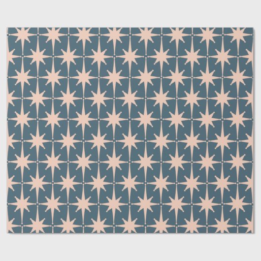 Retro Mideeuw Modern 50s Starburst Pattern Blauwgr Cadeaupapier (Vlak)
