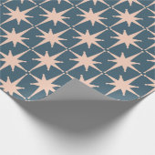 Retro Mideeuw Modern 50s Starburst Pattern Blauwgr Cadeaupapier (Hoek)