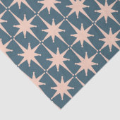 Retro Mideeuw Modern 50s Starburst Pattern Blauwgr Tissuepapier (Detail)