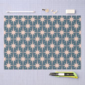 Retro Mideeuw Modern 50s Starburst Pattern Blauwgr Tissuepapier (Craft)