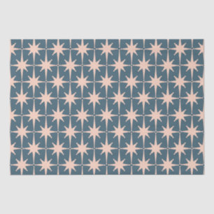 Retro Mideeuw Modern 50s Starburst Pattern Blauwgr Tissuepapier