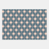 Retro Mideeuw Modern 50s Starbursts Blauwgroen Inpakpapier Vel (Voorkant)