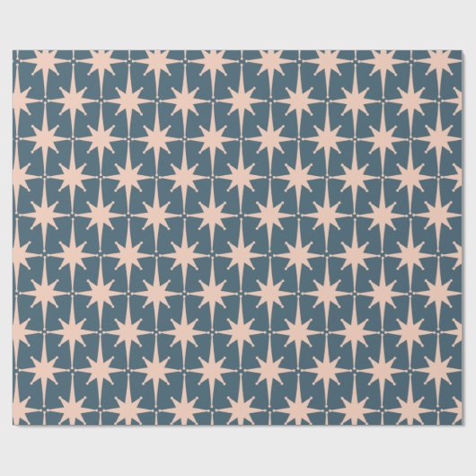 Retro Mideeuw Modern 50s Starbursts Blush Slate Cadeaupapier (Vlak)