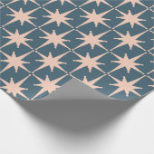 Retro Mideeuw Modern 50s Starbursts Blush Slate Cadeaupapier (Hoek)