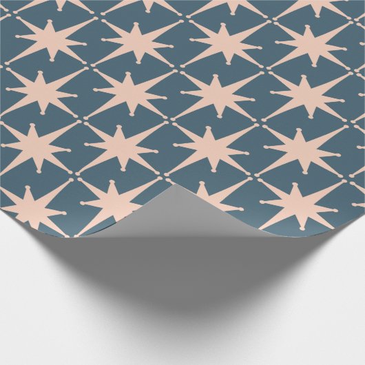 Retro Mideeuw Modern 50s Starbursts Blush Slate Cadeaupapier (Hoek)