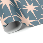 Retro Mideeuw Modern 50s Starbursts Blush Slate Cadeaupapier (Rol Hoek)