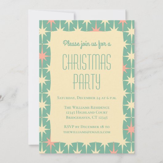 Retro  Mideeuw Modern Christmas Stars In Kaart (Voorkant)