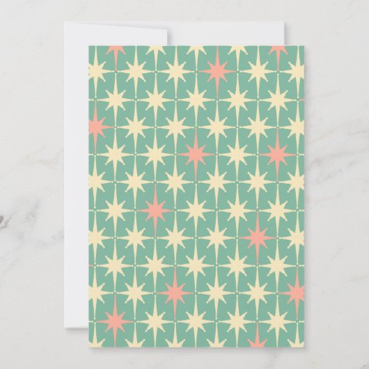 Retro Mideeuw Modern Christmas Stars In Kaart (Achterkant)