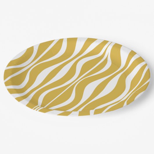 Retro Mideeuw Modern Hourglass Abstracte mosterd Papieren Bordje (Gekanteld)