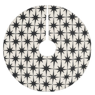 Retro Mideeuw Modern Starbursts Black en Cream Kerstboom Rok