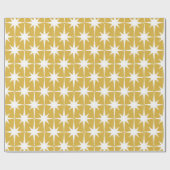 Retro Mideeuw Modern Starbursts Mustard White Cadeaupapier (Vlak)