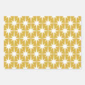 Retro Mideeuw Modern Starbursts Mustard White Inpakpapier Vel (Voorkant 3)