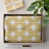 Retro Mideeuw Modern Starbursts Mustard White Tissuepapier (Geschenk)