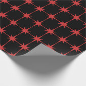 Retro Mideeuw Modern Starbursts Red en Black Cadeaupapier (Hoek)