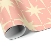 Retro Mideeuw Modern sterrenpatroon zwart roze Cadeaupapier (Rol Hoek)