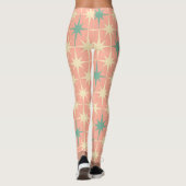 Retro Mideeuw Modern sterrenpatroon zwart roze Leggings (Achterkant)