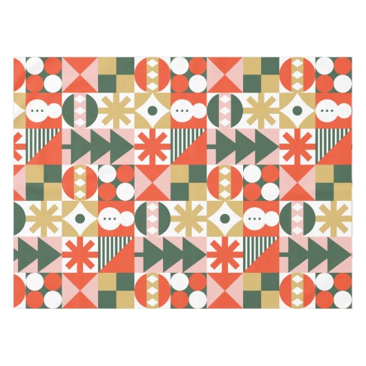 Retro Mideeuw Moderne Scandinavische Kerstmis Tafelkleed (Voorkant (Horizontaal))