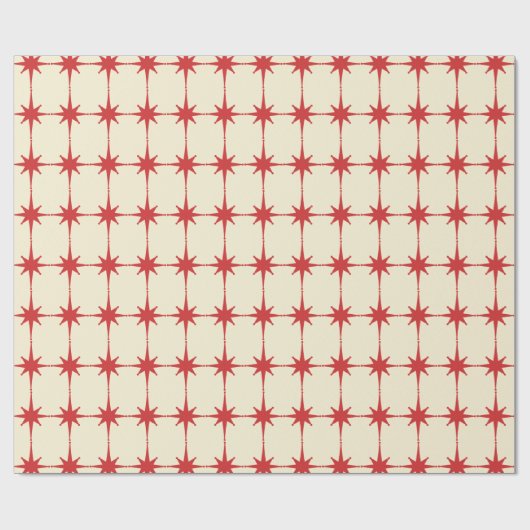 Retro Mideeuw Moderne Starbursts Red Cream Cadeaupapier (Vlak)