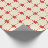 Retro Mideeuw Moderne Starbursts Red Cream Cadeaupapier (Hoek)