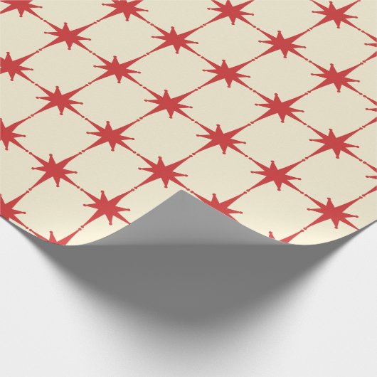 Retro Mideeuw Moderne Starbursts Red Cream Cadeaupapier (Hoek)