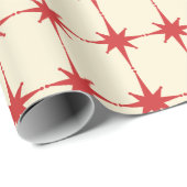 Retro Mideeuw Moderne Starbursts Red Cream Cadeaupapier (Rol Hoek)