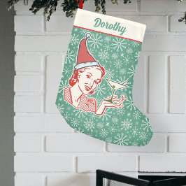 Retro Mideeuw Moderne Vrouw Martini Glas Aangepast Kleine Kerstsok