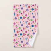 Retro Mideeuw Ornamenten Hand-Drawn Roze Bad Handdoek (Handdoek)