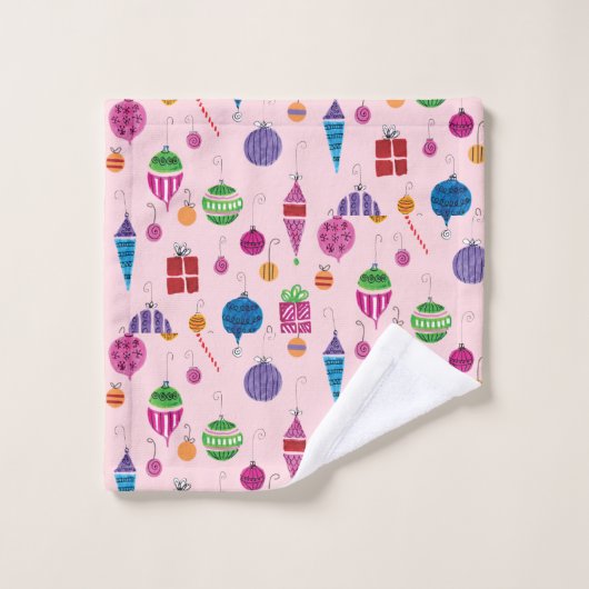 Retro Mideeuw Ornamenten Hand-Drawn Roze Bad Handdoek (Wasdoekje)