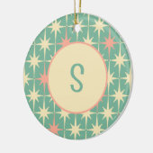 Retro Mideeuw Star Pattern Roze Blauwgroen met Ini Keramisch Ornament (Links)