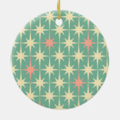 Retro Mideeuw Star Pattern Roze Blauwgroen met Ini Keramisch Ornament (Achterkant)