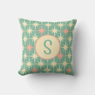 Retro Mideeuw Star Pattern Roze Blauwgroen met Ini Kussen