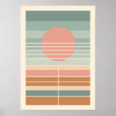 Retro Mideeuw Sunset Stripes Art Patroon Poster (Voorkant)