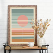 Retro Mideeuw Sunset Stripes Art Patroon Poster
